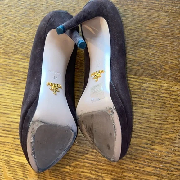 Prada SALE EUC brown suede platform heels, size 37